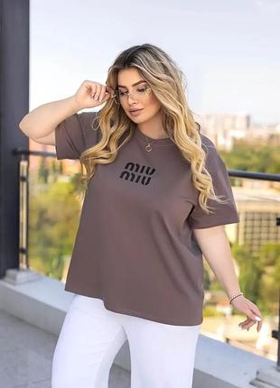 Женская футболка с принтом "miu" 42-44. мокко