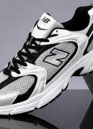 Чоловічі кросівки new balance 530 white black grey, нью беланс 530 білі з сірим