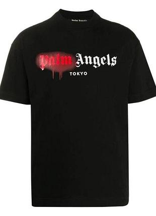 Футболка чёрная palm angels red spray • палм анджелс футболка m