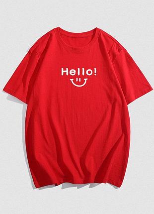 Стильна жіноча оверсайз футболка loys hello червоний xs