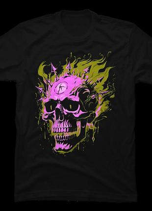 Повсякденна футболка loys з принтом flaming punk skull m