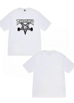Біла футболка loys thrasher pentagram унісекс трешер трешер пентаграма l