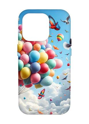 Матовий чохол з червоними боками на iphone 14 pro max :: повітряні кульки (принт 365)