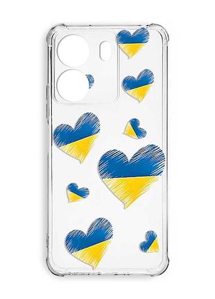 Чехол с утолщёнными углами на xiaomi redmi 13c :: сердечка. украина (принт 258)
