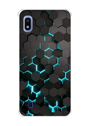 Чехол с утолщёнными углами на samsung galaxy a10 (2019)/a105 :: соты 3d (принт 357)