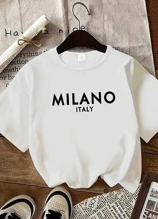 Повседневная женская футболка loys с принтом milano italy белый xl