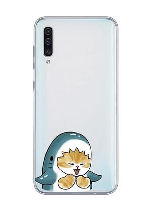 Прозорий чохол на samsung galaxy a50 (2019) a505/a30s :: котик акула (принт 376)