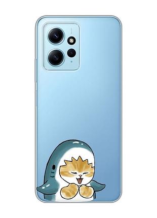 Прозрачный чехол на xiaomi redmi note 12 4g :: котёнок акула (принт 376)