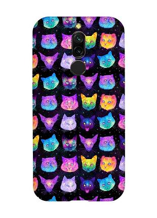 Матовый чехол с розовыми боками на xiaomi redmi 8 :: кошки фон (принт 362)