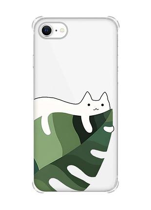 Чехол с утолщёнными углами для iphone 7/ 7s/ 8/ 8s :: кот на листе (принт 367)