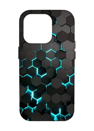 Матовый чехол с черными боками на apple iphone 14 pro max :: соты 3d (принт 357)