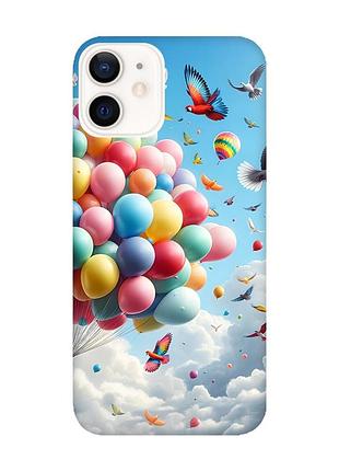 Матовий чохол з рожевими боками на iphone 12 / 12 pro (6.1) :: повітряні кульки (принт 365)