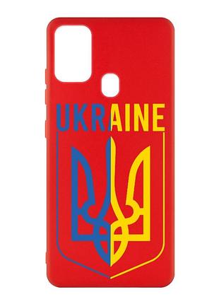 Матовый красный чехол на samsung galaxy m30s/m21 :: тризуб (патриотический принт 254)