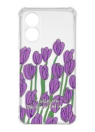 Чохол із потовщеними кутами на oppo a17 :: тюльпани (принт 265)