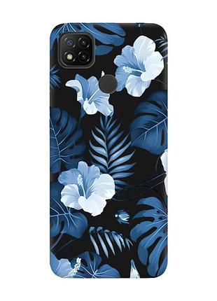Матовый черный чехол на xiaomi redmi 9c/10a :: тропики (принт 373)
