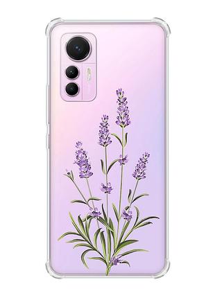 Чехол с утолщенными углами на xiaomi 12 lite :: веточки лаванды (принт 266)