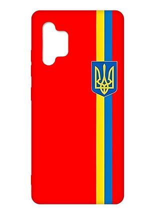 Матовый красный чехол на samsung galaxy a32 :: лента украина (патриотический принт 253)