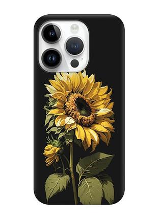Матовый черный чехол на apple iphone 14 pro :: подсолнечник (принт 274)