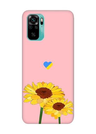 Матовий рожевий чохол на xiaomi redmi note 10 / note 10s :: жовті квіти (принт 364)