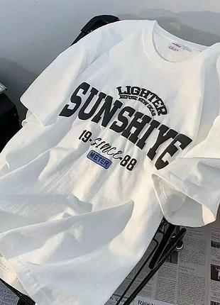 Жіноча стильна оверсайз футболка loys з принтом sunshiye білий l