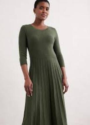 Вязаное платье миди плиссе seasalt cornwall folk song knitted midi dress, разм. u9 14 / eu 42