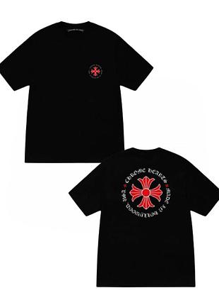 Чорна футболка loys chrome hearts logo унісекс хром хартс xs