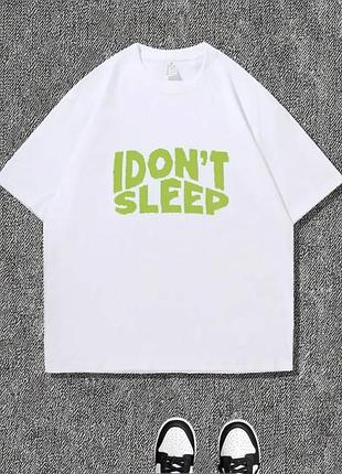 Чоловіча оверсайз футболка loys з принтом i don t sleep білий xs