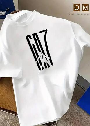Чоловіча оверсайз футболка loys з принтом cr7 білий xs