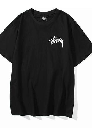 Чорна футболка loys stussy стасі minimal logo стуссі унісекс чоловіча жіноча бирка xs