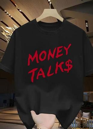 Чоловіча оверсайз футболка loys з принтом money talks чорний xs