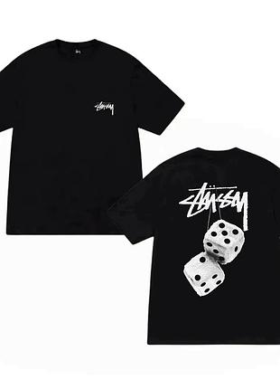 Чорна футболка loys stussy fuzzy dice logo унісекс футболки стасі стуссі кубики m