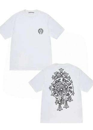 Біла футболка loys chrome hearts logo унісекс хром хартс хром харт xs