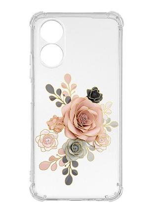 Чехол с утолщёнными углами на oppo a17 :: розы (принт 275)
