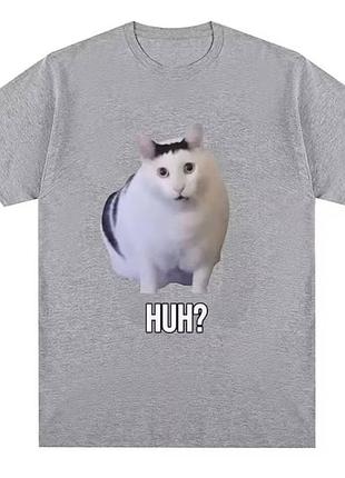 Футболка loys жіноча з принтом мемного кота huh? сірий xs