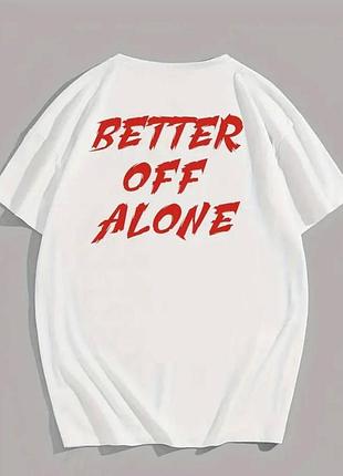 Чоловіча оверсайз футболка loys з принтом better off alone білий xs
