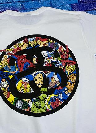 Футболка stussy marvel . люкс . белая футболка xxl