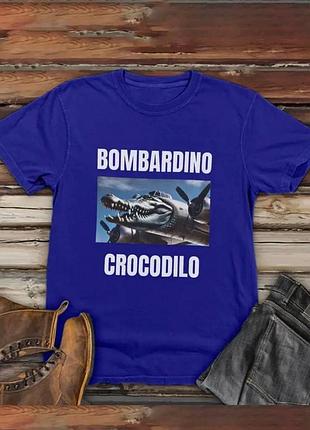 Чоловіча оверсайз футболка loys з принтом bombardino crocodilo синій xs