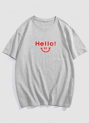 Жіноча стильна оверсайз футболка loys hello сірий xs