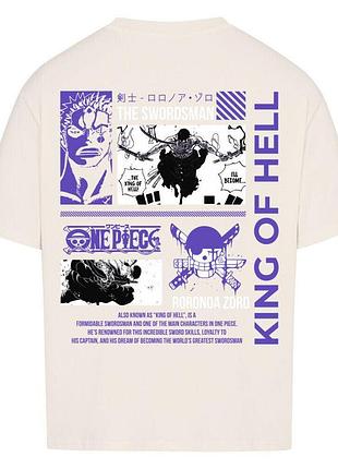 Футболка бежева loys one piece x zoro x king of hell