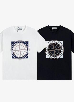 Футболка loys stone island стон айленд чорна новий стильний дизайн 100% бавовна дуже гарна якість m
