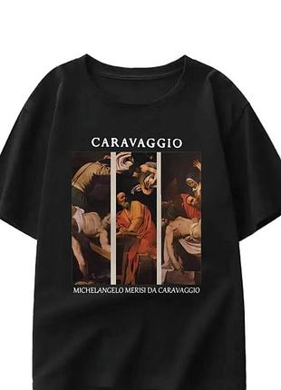 Жіноча футболка loys з принтом caravaggio чорний xl