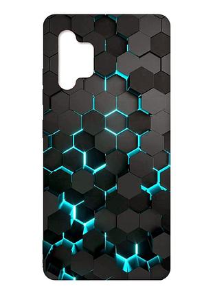 Матовый чехол с красными боками на samsung galaxy a32 :: соты 3d (принт 357)