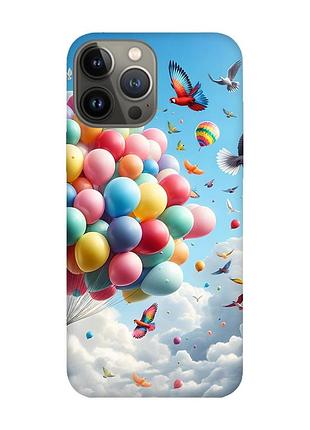Матовий чохол з червоними боками на iphone 13 pro :: повітряні кульки (принт 365)