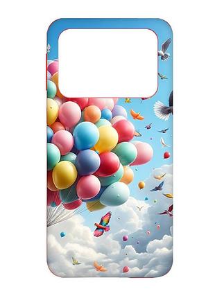 Матовий чохол з червоними боками на xiaomi poco x4 pro 5g :: повітряні кульки (принт 365)