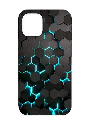 Матовый чехол с бирюзовыми боками на iphone 12 / 12 pro (6.1) :: соты 3d (принт 357)