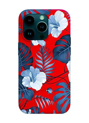 Матовый красный чехол на apple iphone 14 pro :: тропики (принт 373)