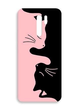 Матовый розовый чехол на xiaomi redmi 9 :: кошечки (принт 118)