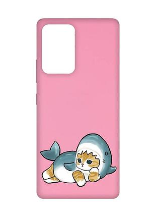 Матовый розовый чехол на samsung galaxy a52 :: котенок акула (принт 355)