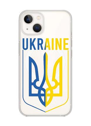 Магнітний чохол на iphone 14 plus із підтримкою magsafe :: тризуб (патріотичний принт 254)