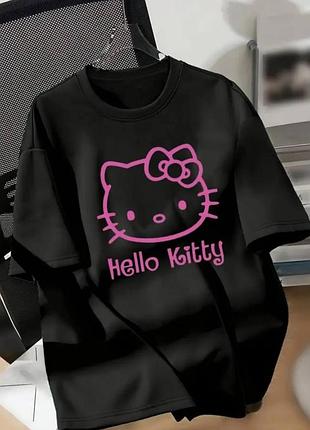 Жіноча футболка loys з принтом hello kitty ( футболка loys жіноча хеллоу кітті ) чорний s